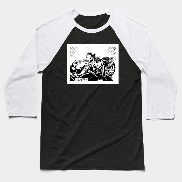 "She Likes Bikes" by BraeonArt Baseball T-Shirt by BeezWax